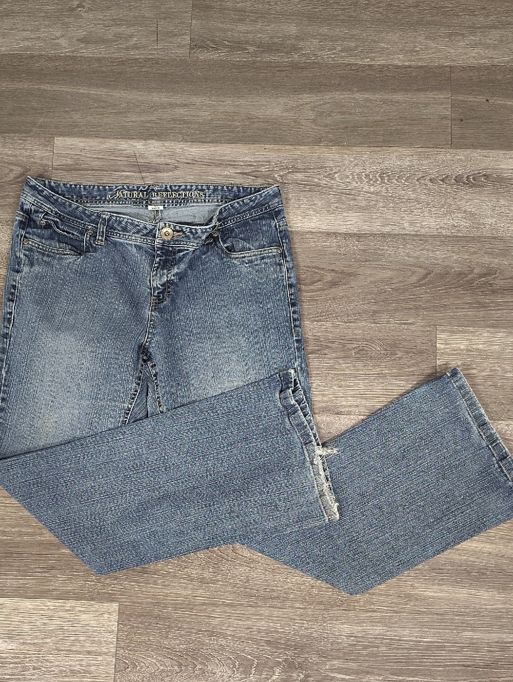 Natural Reflections Women's Blue Flare Jeans with Embroidered Pockets Size 12